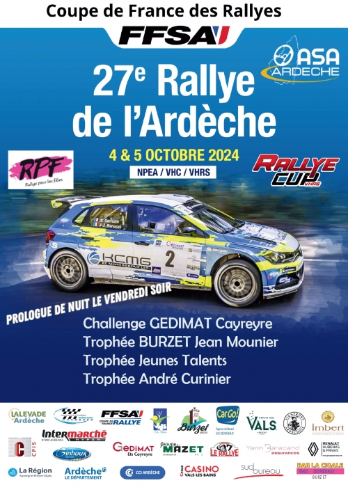 27ème Rallye de l'Ardèche VHC - VHRS  NPEA 4 et 5 octobre 2024