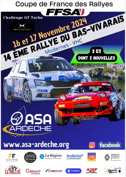 14ème Rallye du Bas Vivarais 16 & 17 novembre 2024